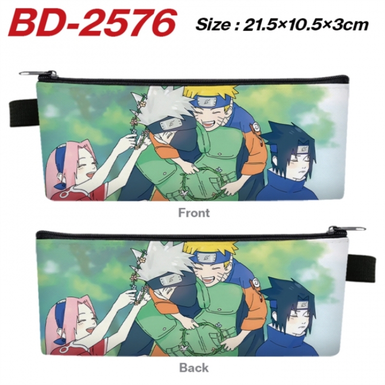 Naruto Anime PU Leather Zipper Pencil Case Stationery Box 21.5X10.5X3CM 