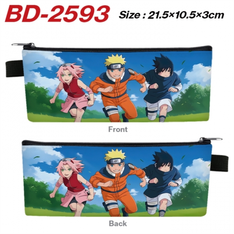 Naruto Anime PU Leather Zipper Pencil Case Stationery Box 21.5X10.5X3CM 