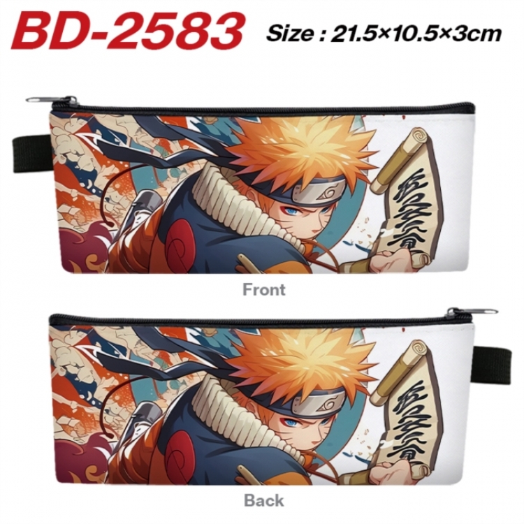 Naruto Anime PU Leather Zipper Pencil Case Stationery Box 21.5X10.5X3CM 
