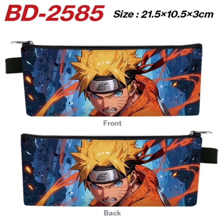 Naruto Anime PU Leather Zipper Pencil Case Stationery Box 21.5X10.5X3CM 