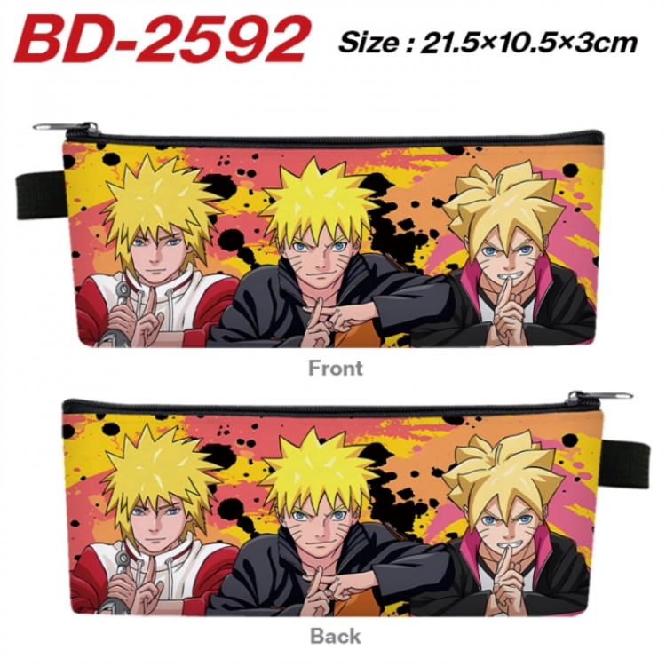Naruto Anime PU Leather Zipper Pencil Case Stationery Box 21.5X10.5X3CM 