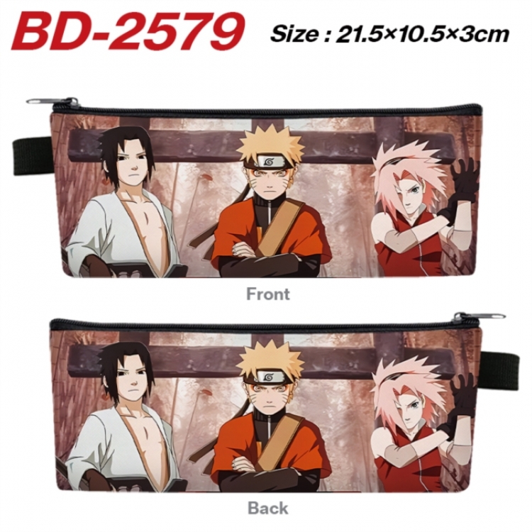 Naruto Anime PU Leather Zipper Pencil Case Stationery Box 21.5X10.5X3CM 