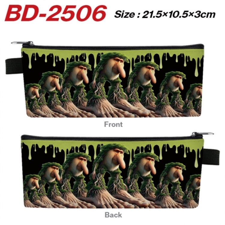 The Classic of Mountains and Rivers Anime PU Leather Zipper Pencil Case Stationery Box 21.5X10.5X3CM 