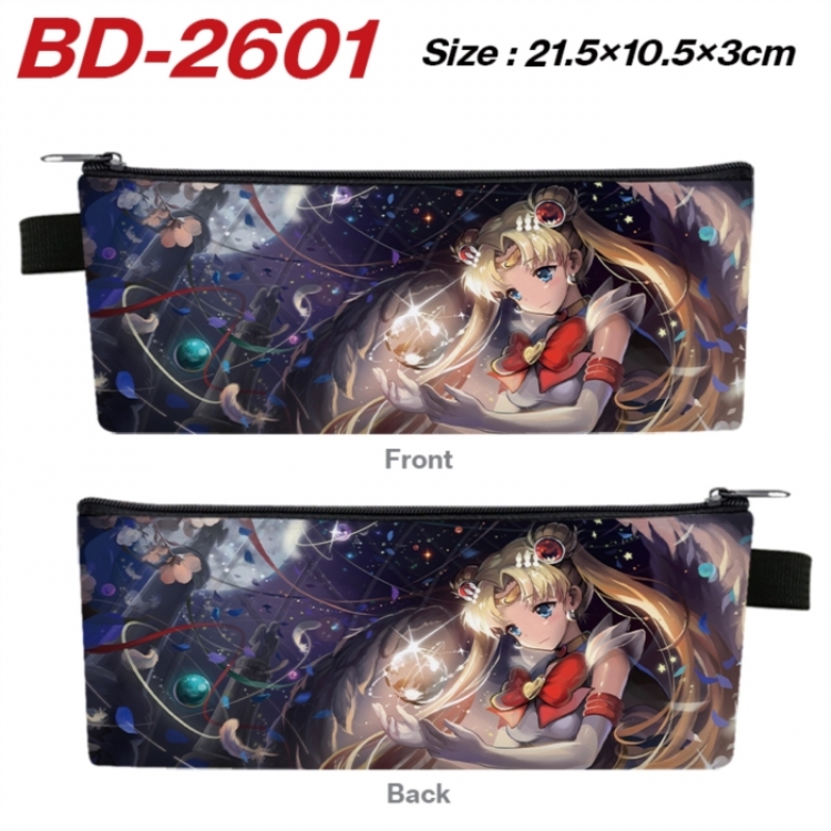 sailormoon Anime PU Leather Zipper Pencil Case Stationery Box 21.5X10.5X3CM 