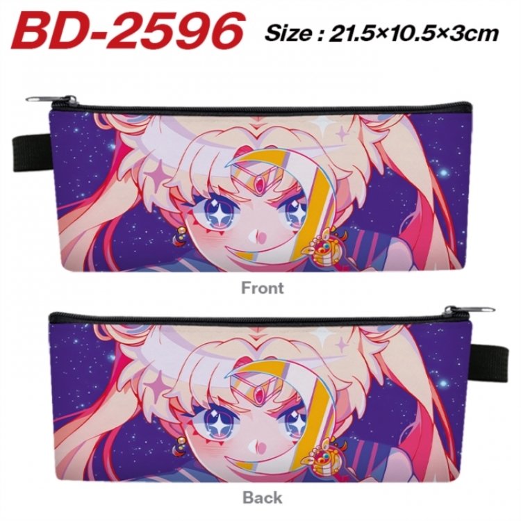 sailormoon Anime PU Leather Zipper Pencil Case Stationery Box 21.5X10.5X3CM 