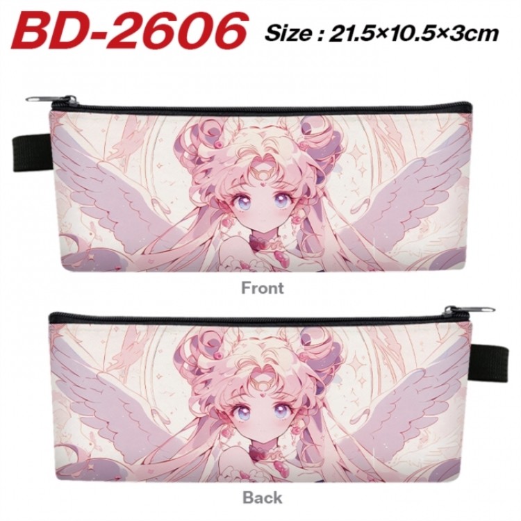 sailormoon Anime PU Leather Zipper Pencil Case Stationery Box 21.5X10.5X3CM 