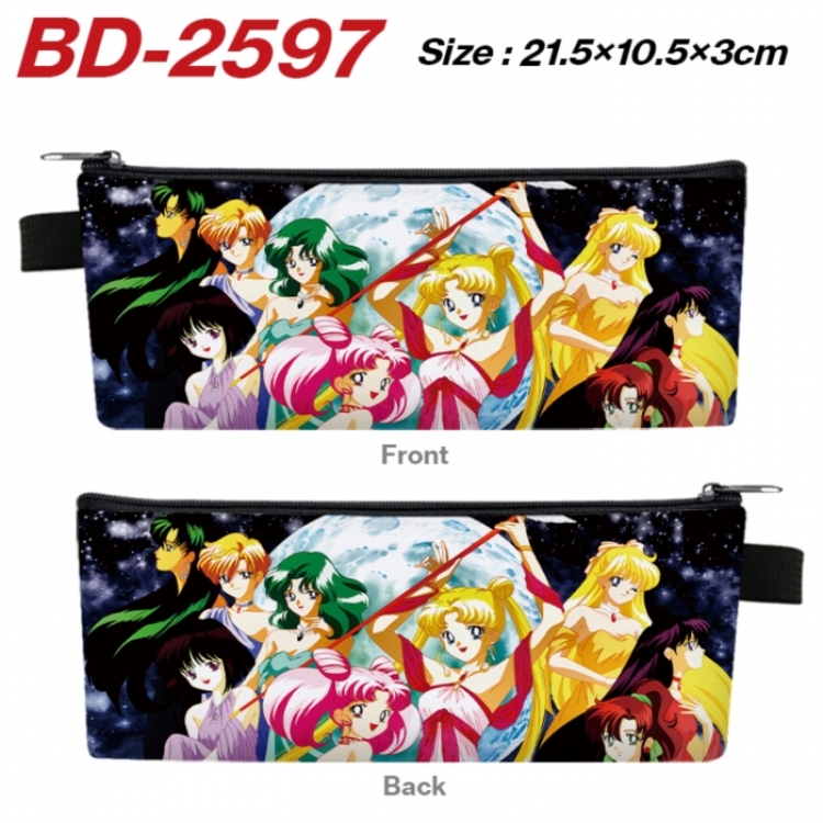 sailormoon Anime PU Leather Zipper Pencil Case Stationery Box 21.5X10.5X3CM 