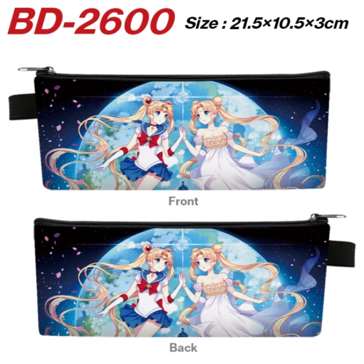 sailormoon Anime PU Leather Zipper Pencil Case Stationery Box 21.5X10.5X3CM 
