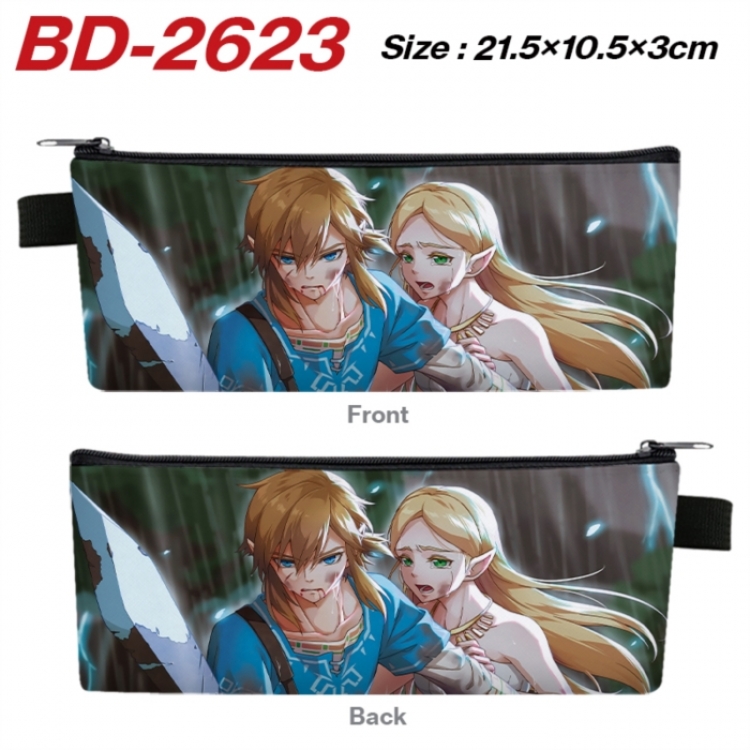 The Legend of Zelda Anime PU Leather Zipper Pencil Case Stationery Box 21.5X10.5X3CM 