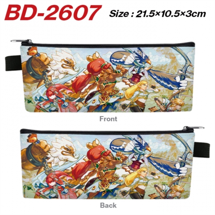 The Legend of Zelda Anime PU Leather Zipper Pencil Case Stationery Box 21.5X10.5X3CM 