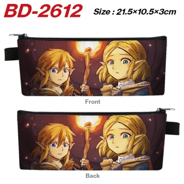 The Legend of Zelda Anime PU Leather Zipper Pencil Case Stationery Box 21.5X10.5X3CM 