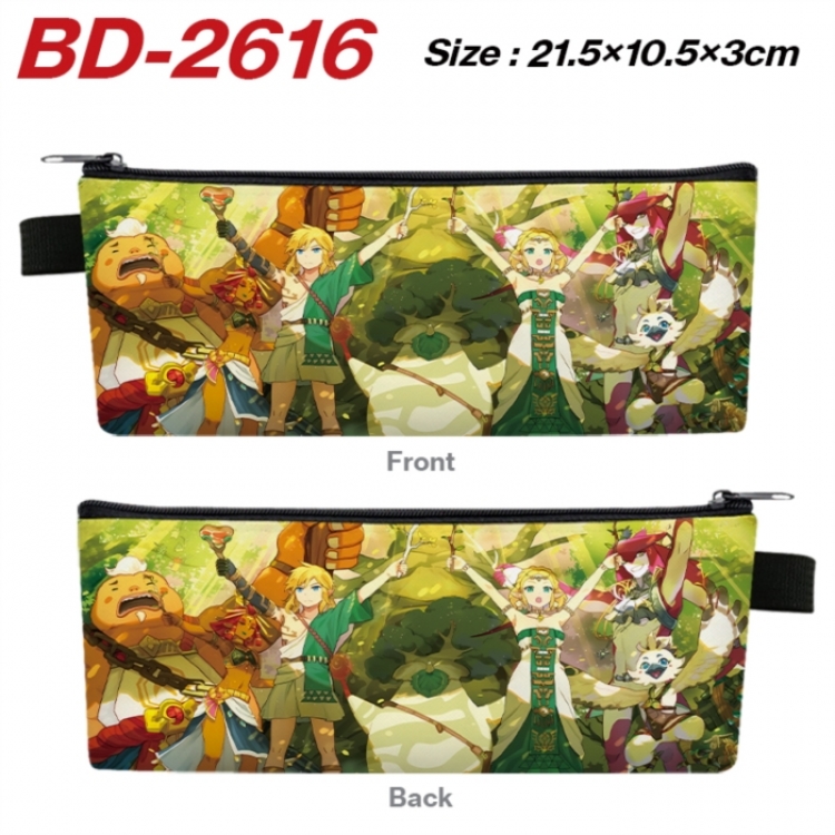 The Legend of Zelda Anime PU Leather Zipper Pencil Case Stationery Box 21.5X10.5X3CM 