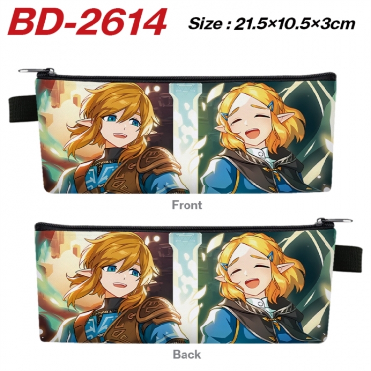 The Legend of Zelda Anime PU Leather Zipper Pencil Case Stationery Box 21.5X10.5X3CM 