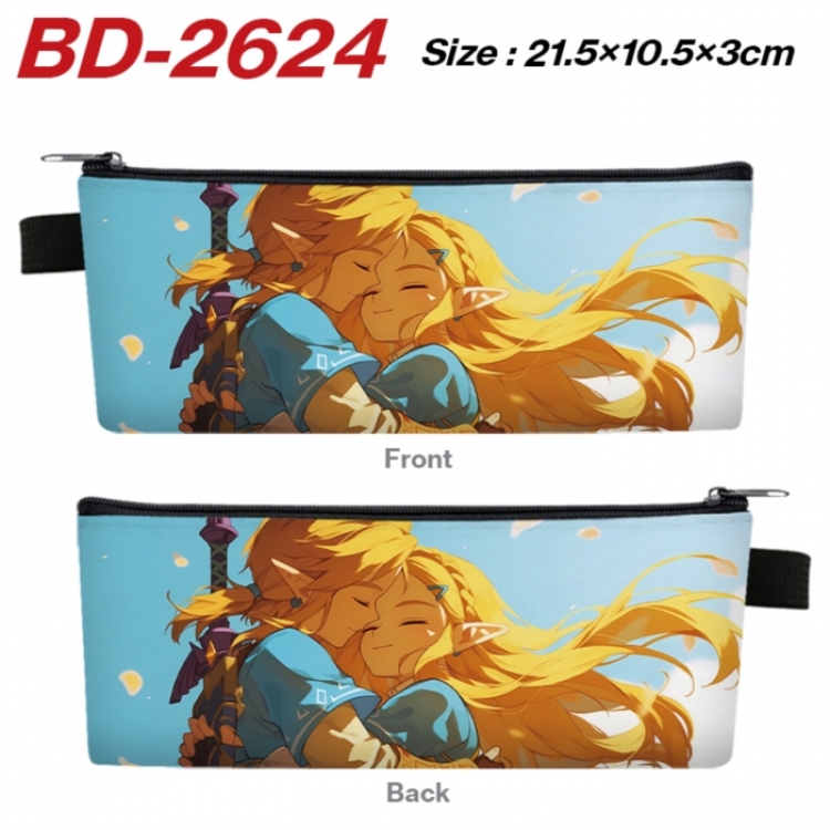 The Legend of Zelda Anime PU Leather Zipper Pencil Case Stationery Box 21.5X10.5X3CM 