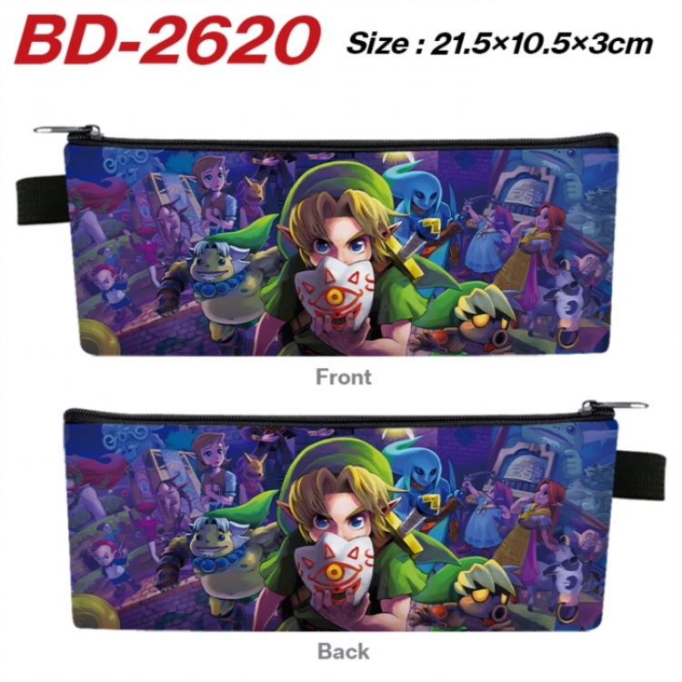 The Legend of Zelda Anime PU Leather Zipper Pencil Case Stationery Box 21.5X10.5X3CM 