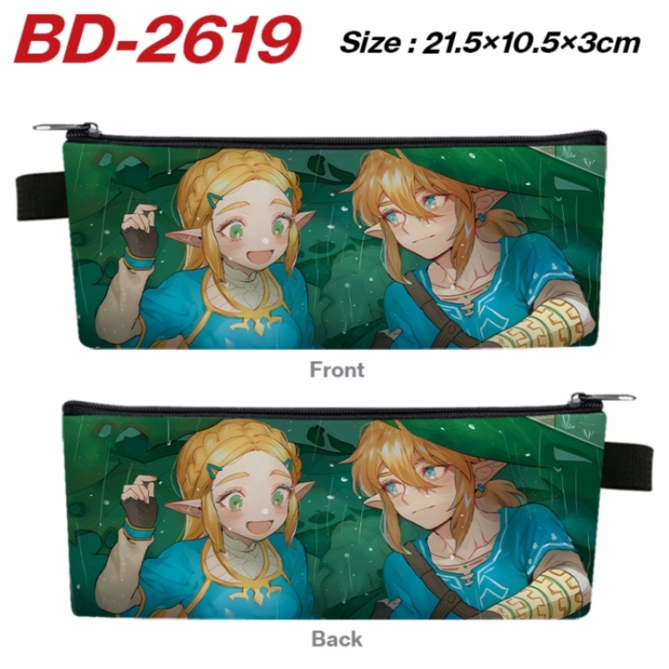 The Legend of Zelda Anime PU Leather Zipper Pencil Case Stationery Box 21.5X10.5X3CM 