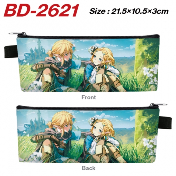 The Legend of Zelda Anime PU Leather Zipper Pencil Case Stationery Box 21.5X10.5X3CM 