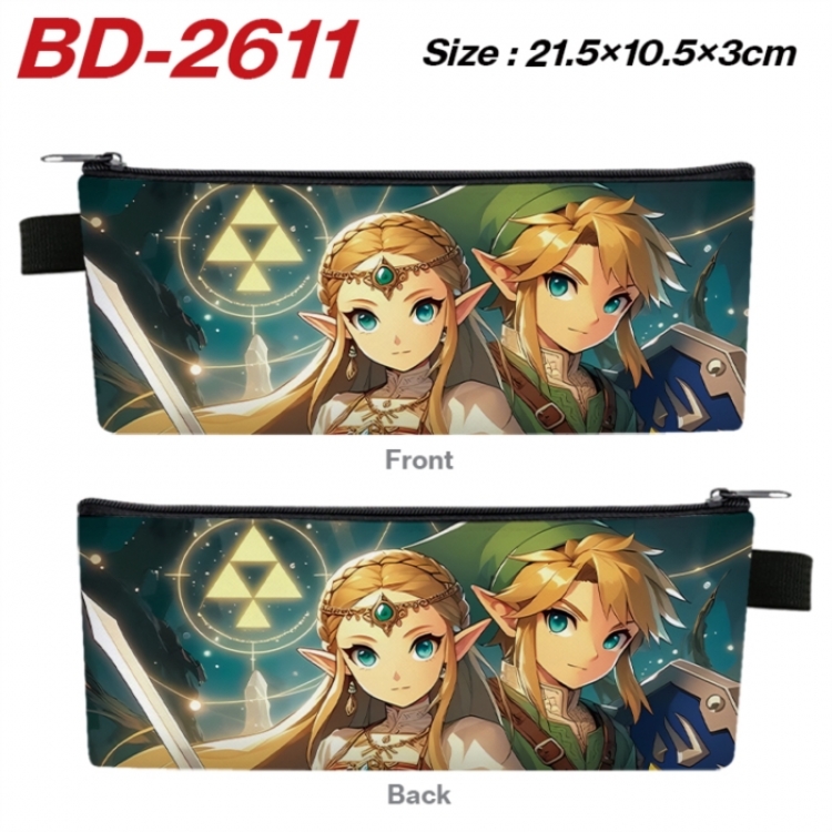 The Legend of Zelda Anime PU Leather Zipper Pencil Case Stationery Box 21.5X10.5X3CM 