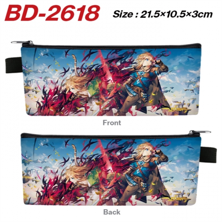 The Legend of Zelda Anime PU Leather Zipper Pencil Case Stationery Box 21.5X10.5X3CM 