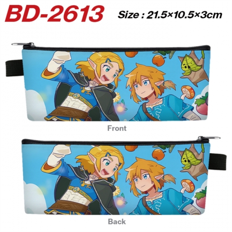 The Legend of Zelda Anime PU Leather Zipper Pencil Case Stationery Box 21.5X10.5X3CM 