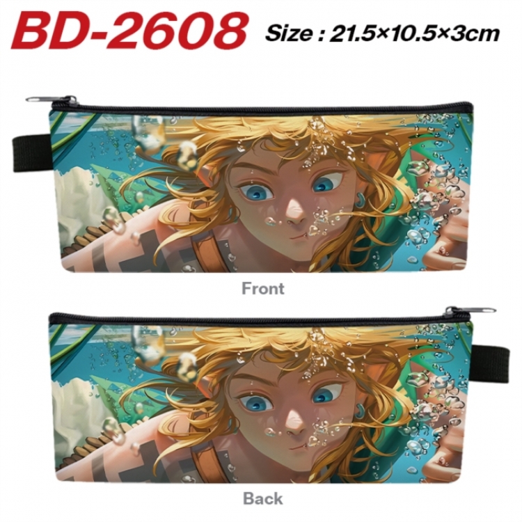 The Legend of Zelda Anime PU Leather Zipper Pencil Case Stationery Box 21.5X10.5X3CM 