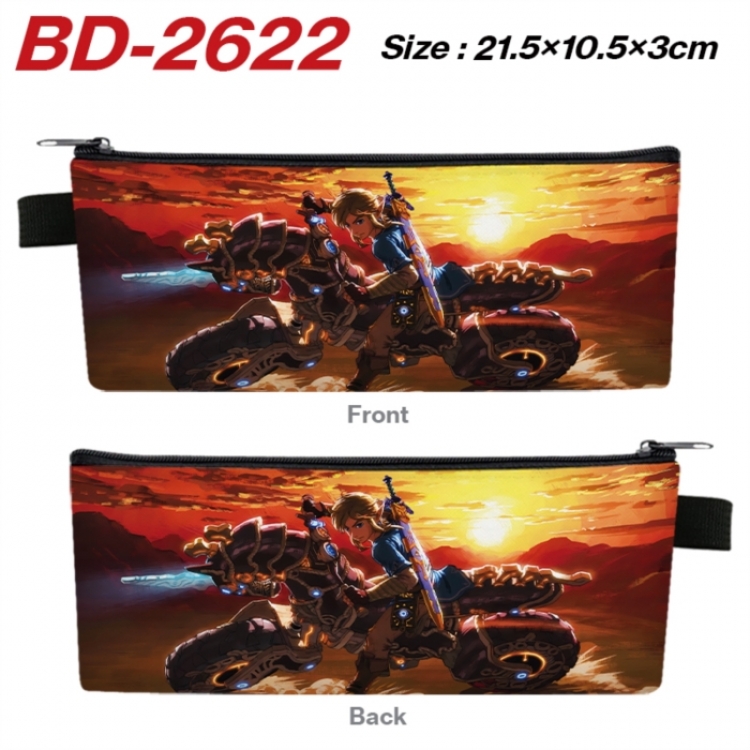 The Legend of Zelda Anime PU Leather Zipper Pencil Case Stationery Box 21.5X10.5X3CM 