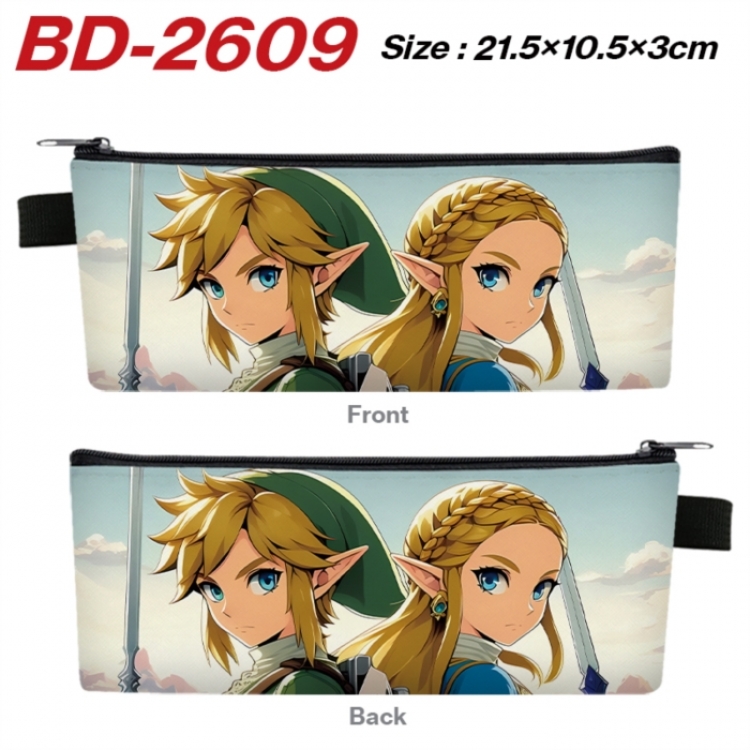 The Legend of Zelda Anime PU Leather Zipper Pencil Case Stationery Box 21.5X10.5X3CM 