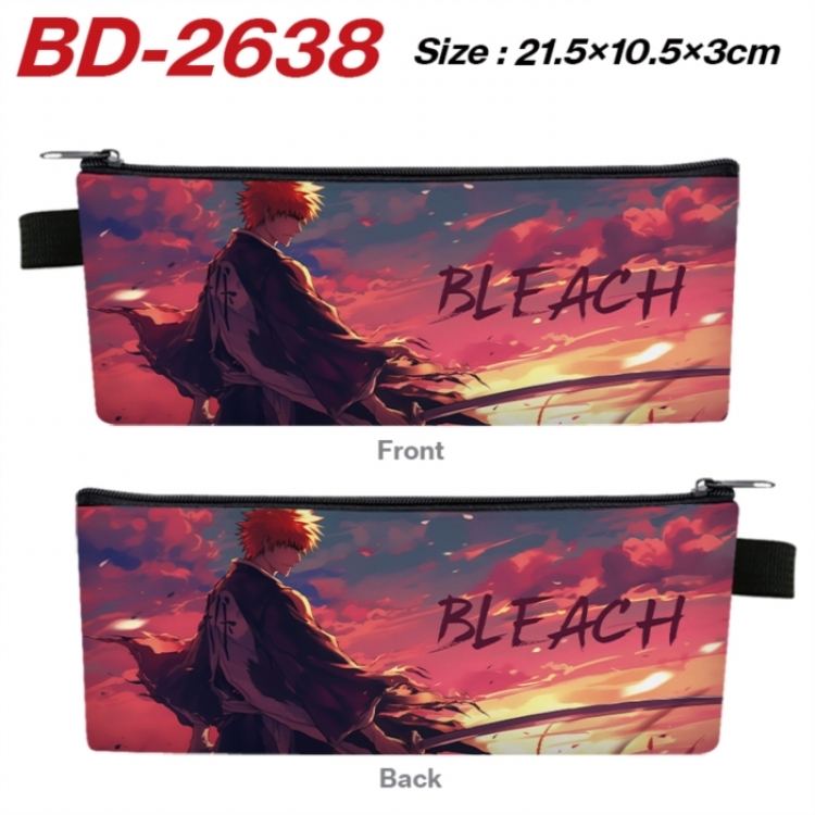 Bleach Anime PU Leather Zipper Pencil Case Stationery Box 21.5X10.5X3CM 