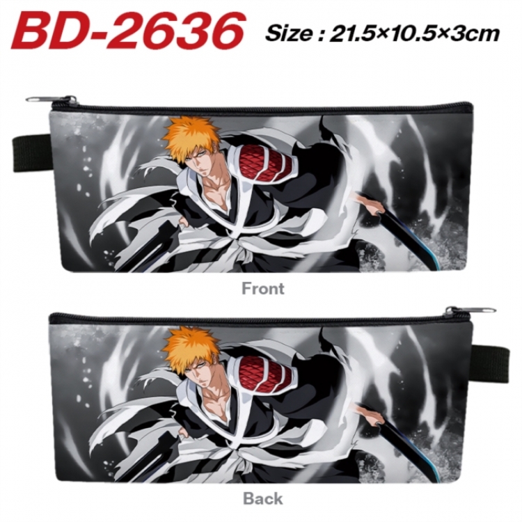 Bleach Anime PU Leather Zipper Pencil Case Stationery Box 21.5X10.5X3CM 