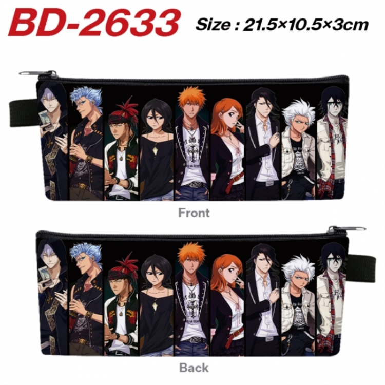Bleach Anime PU Leather Zipper Pencil Case Stationery Box 21.5X10.5X3CM 