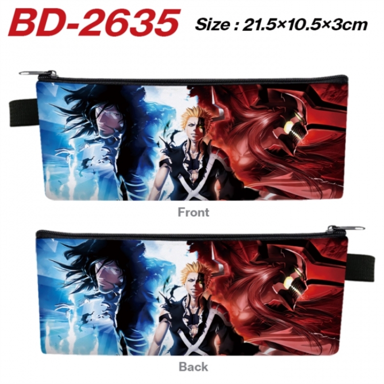 Bleach Anime PU Leather Zipper Pencil Case Stationery Box 21.5X10.5X3CM 