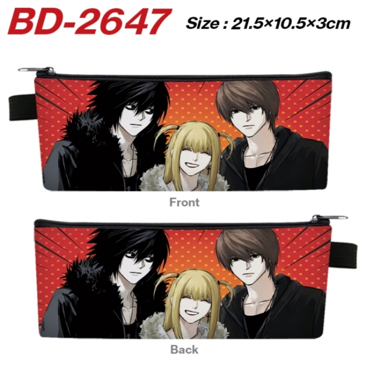 Death note Anime PU Leather Zipper Pencil Case Stationery Box 21.5X10.5X3CM 