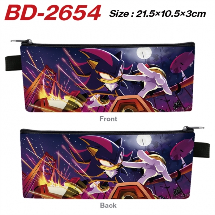 Sonic The Hedgehog Anime PU Leather Zipper Pencil Case Stationery Box 21.5X10.5X3CM 
