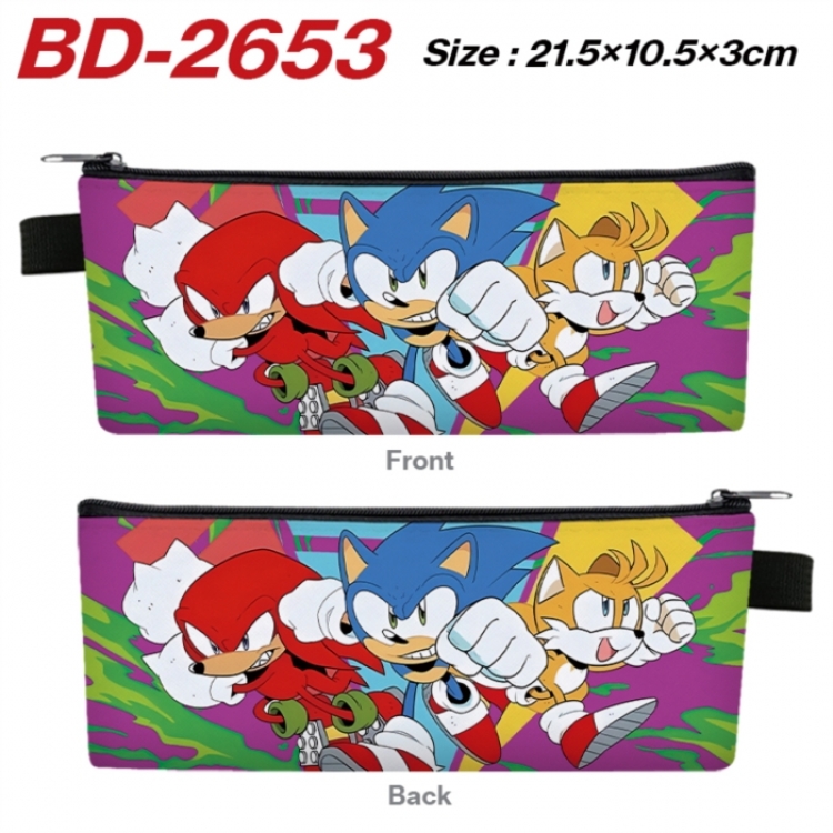 Sonic The Hedgehog Anime PU Leather Zipper Pencil Case Stationery Box 21.5X10.5X3CM 