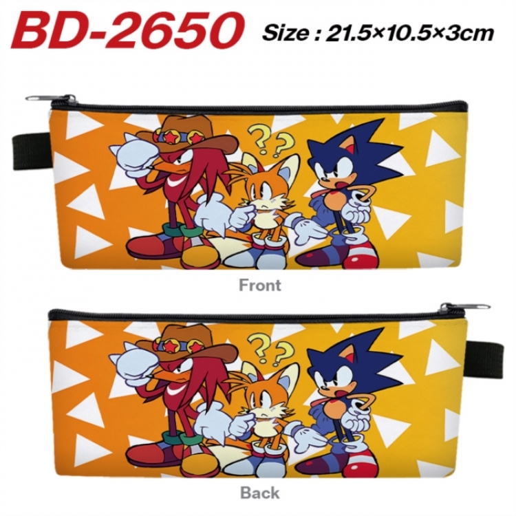 Sonic The Hedgehog Anime PU Leather Zipper Pencil Case Stationery Box 21.5X10.5X3CM 