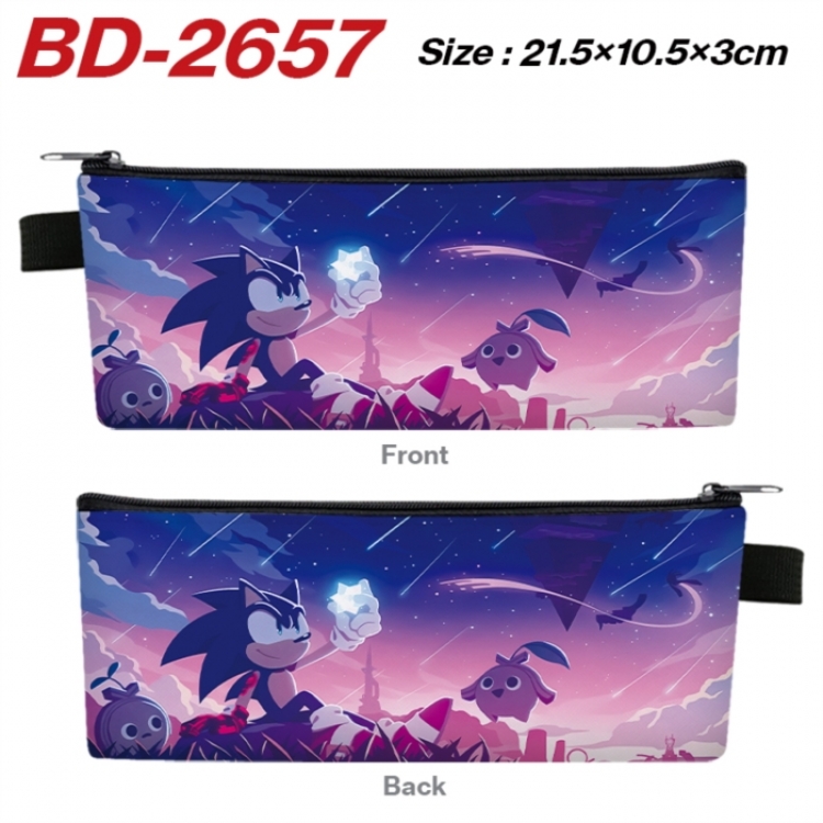 Sonic The Hedgehog Anime PU Leather Zipper Pencil Case Stationery Box 21.5X10.5X3CM 