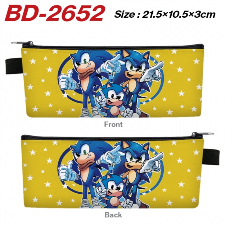 Sonic The Hedgehog Anime PU Leather Zipper Pencil Case Stationery Box 21.5X10.5X3CM 