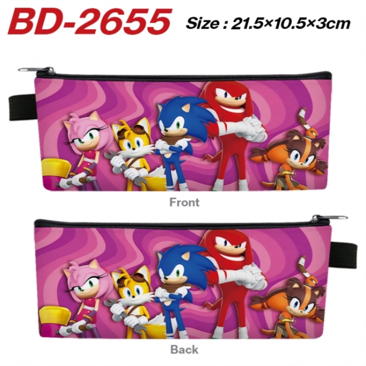 Sonic The Hedgehog Anime PU Leather Zipper Pencil Case Stationery Box 21.5X10.5X3CM 
