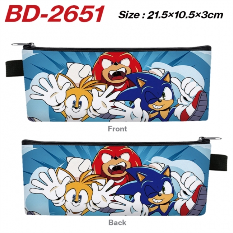 Sonic The Hedgehog Anime PU Leather Zipper Pencil Case Stationery Box 21.5X10.5X3CM 