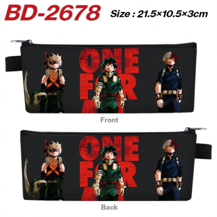 My Hero Academia Anime PU Leather Zipper Pencil Case Stationery Box 21.5X10.5X3CM 