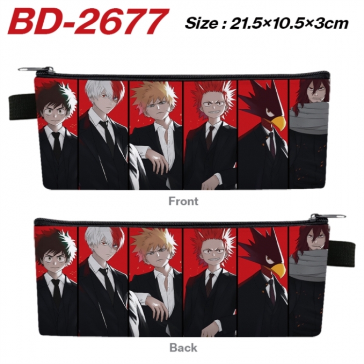 My Hero Academia Anime PU Leather Zipper Pencil Case Stationery Box 21.5X10.5X3CM 
