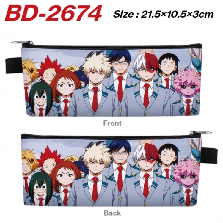 My Hero Academia Anime PU Leather Zipper Pencil Case Stationery Box 21.5X10.5X3CM 