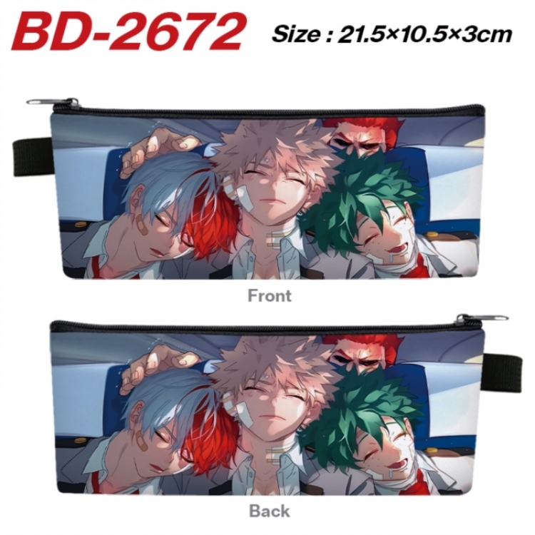 My Hero Academia Anime PU Leather Zipper Pencil Case Stationery Box 21.5X10.5X3CM 