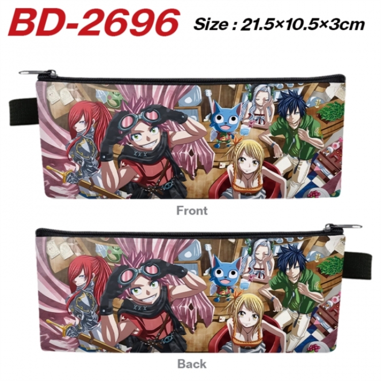Fairy tail Anime PU Leather Zipper Pencil Case Stationery Box 21.5X10.5X3CM 