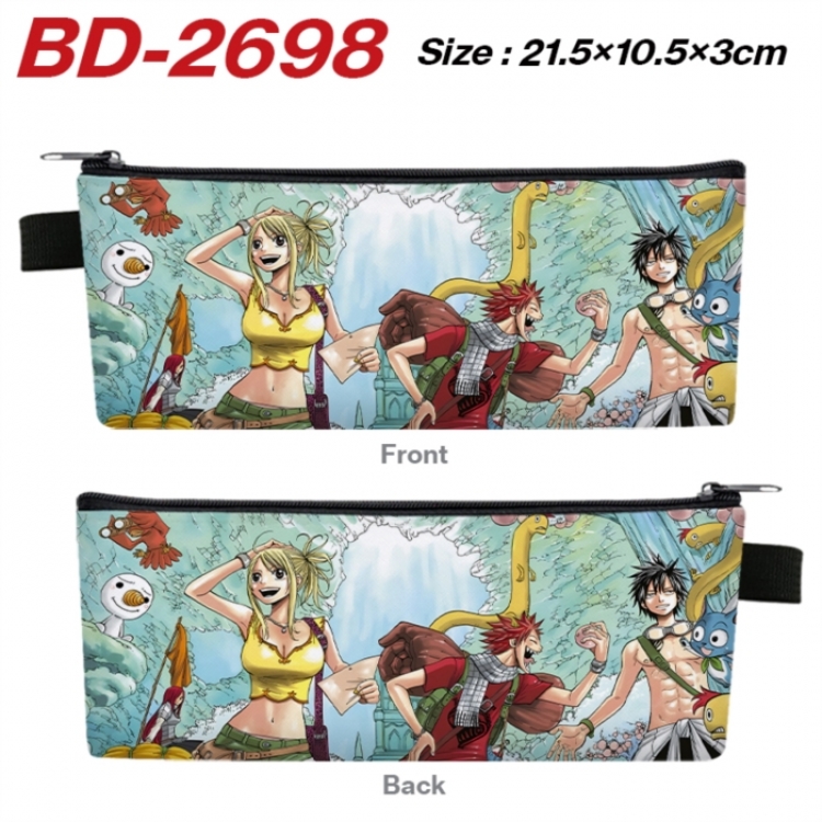 Fairy tail Anime PU Leather Zipper Pencil Case Stationery Box 21.5X10.5X3CM 