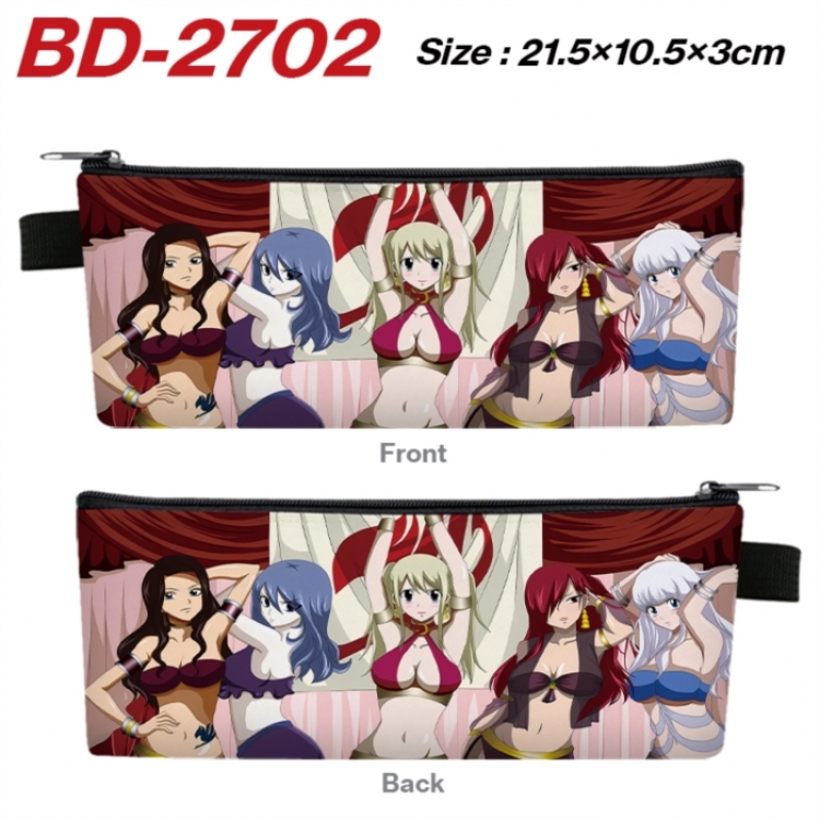 Fairy tail Anime PU Leather Zipper Pencil Case Stationery Box 21.5X10.5X3CM 