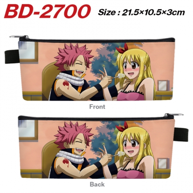 Fairy tail Anime PU Leather Zipper Pencil Case Stationery Box 21.5X10.5X3CM 