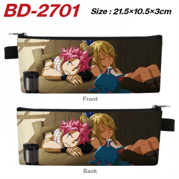 Fairy tail Anime PU Leather Zipper Pencil Case Stationery Box 21.5X10.5X3CM 