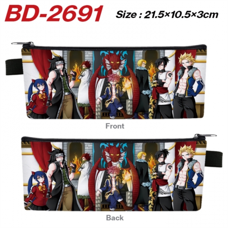 Fairy tail Anime PU Leather Zipper Pencil Case Stationery Box 21.5X10.5X3CM 