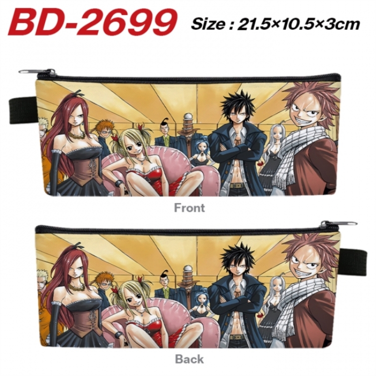 Fairy tail Anime PU Leather Zipper Pencil Case Stationery Box 21.5X10.5X3CM 